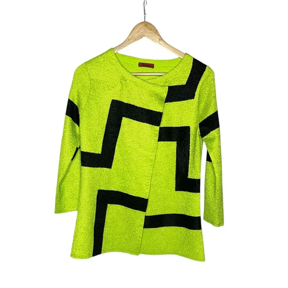 Vintage 80’s Saint Gil Neon Geometric Textured Lightweight Top/Jacket - Picture 3 of 12